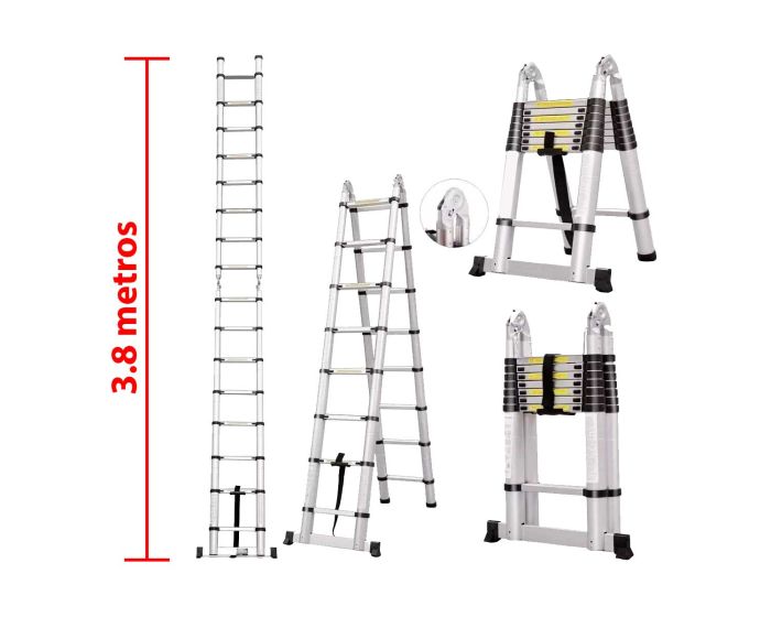 Escalera telescópica tipo tijera 3.8 metros Multiusos