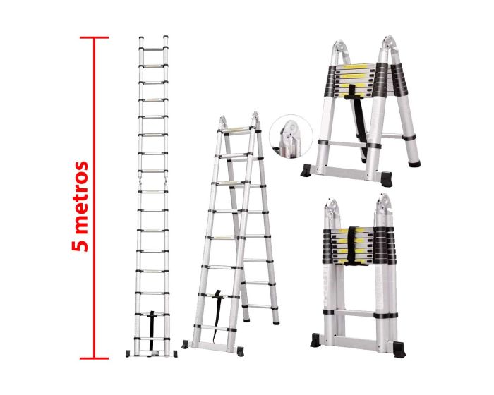 Escalera telescópica tipo tijera 5 metros Multiusos