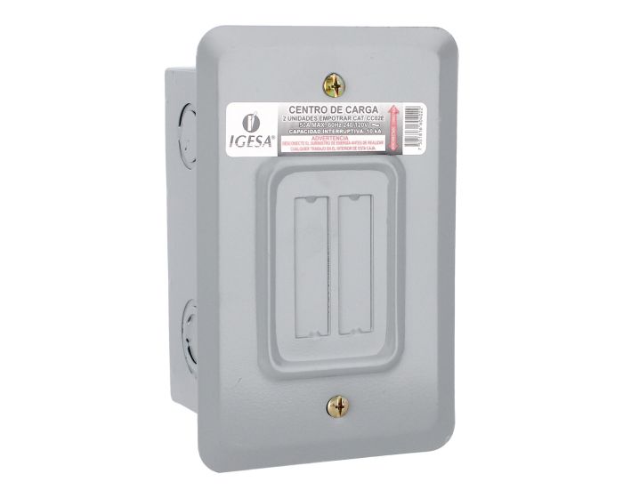 Centro de carga de 2 unidades 50 Amp empotrable CC02E IGESA