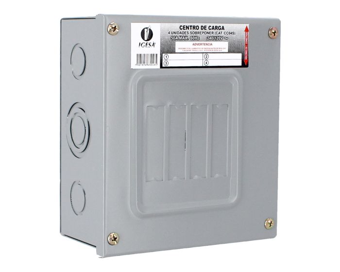 Centro de carga de 4 unidades 50 Amp de sobreponer CC04S IGESA