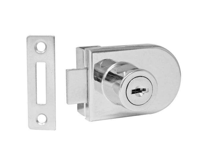 Cerradura ovalada para puerta de vidrio cromo J102 Axcent