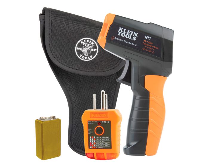 Kit de Termómetro infrarrojo y probador de receptáculo GFCI IR1KIT Klein Tools