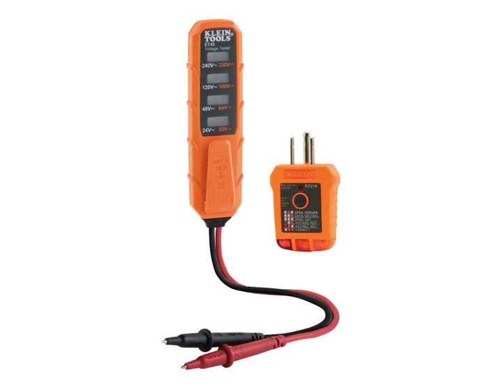 Kit de prueba de tomacorrientes con GFCI y voltaje CA/CC ET45VP Klein Tools