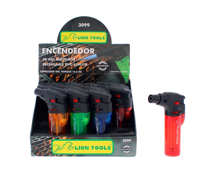 Caja de encendedores de gas tipo soplete recargables 3099 Lion Tools