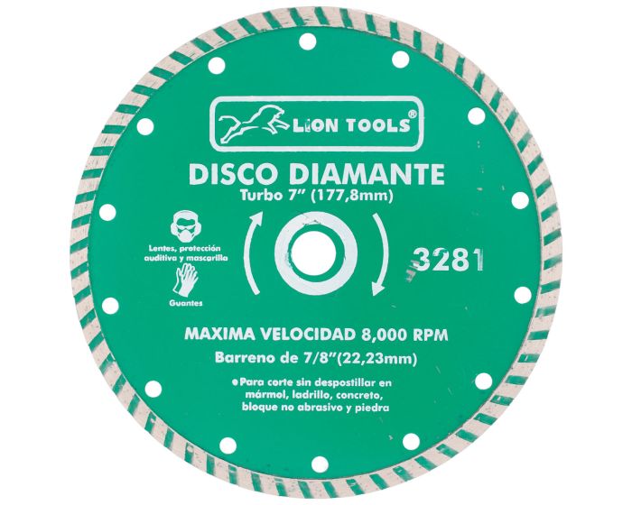 Disco diamante turbo 7" 3281 Lion Tools