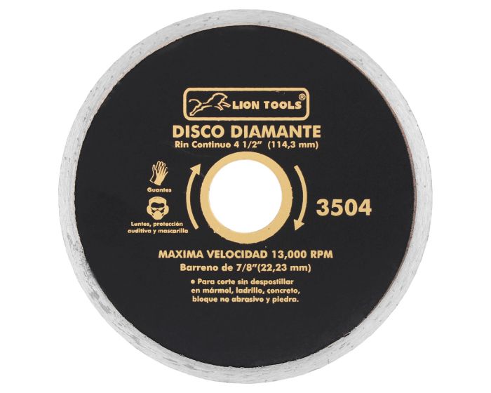 Disco diamante rin continuo 4-1/2" 3504 Lion Tools