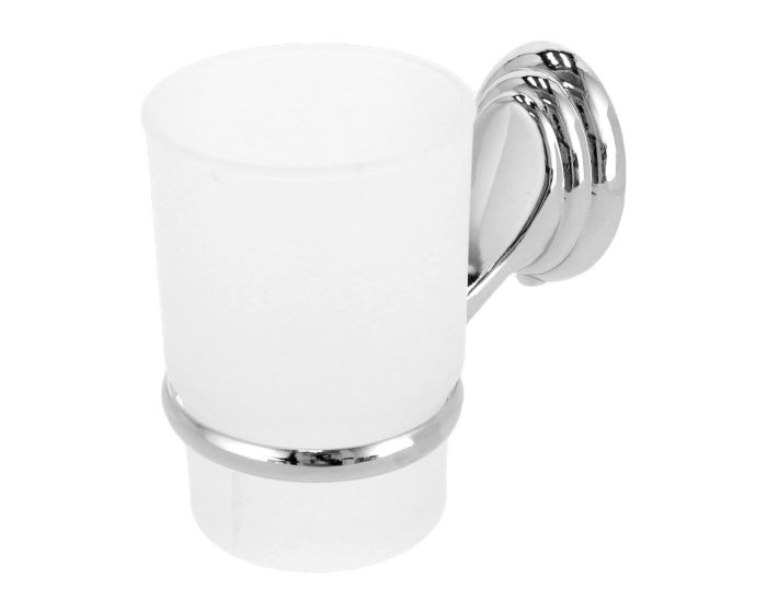 Vaso de cristal para cepillo de dientes con soporte cromado SP-60060 Solvex