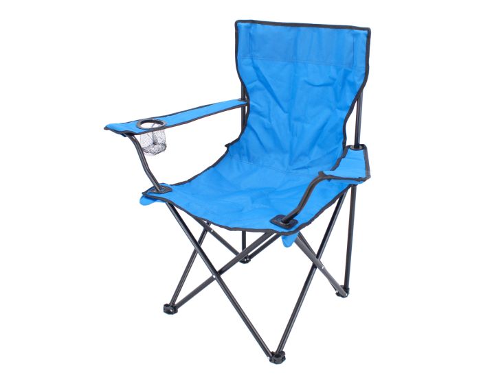 Silla plegable de campismo con portavaso azul MC-039 Mendoza