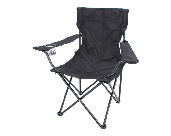 Silla plegable de campismo con portavaso negra MC-038 Mendoza