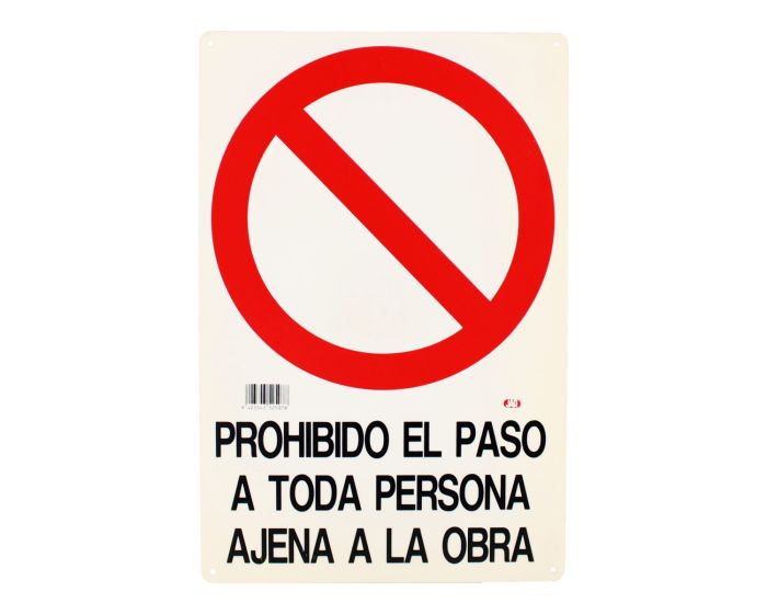 Señalamiento "Prohibido el paso a toda persona ajena a la obra" 30 x 45 cm