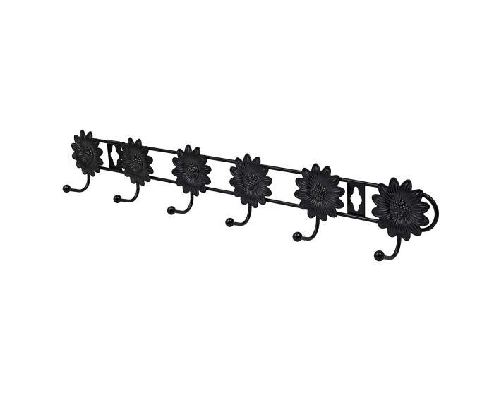 Perchero metálico de pared con 6 ganchos diseño floral