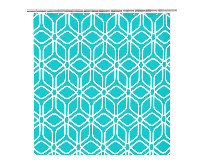 Cortina para baño decorativa verde con ganchos