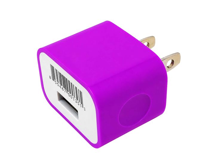 Cargador USB de pared 1A color morado