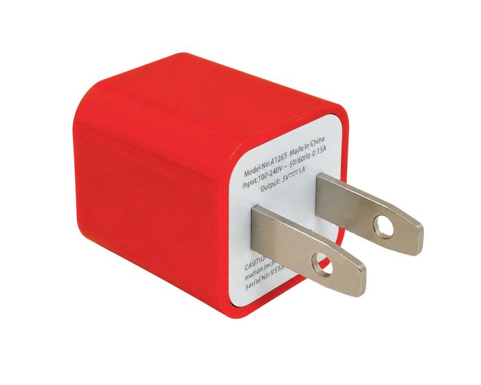 Cargador USB de pared 5 W - 1 A color rojo