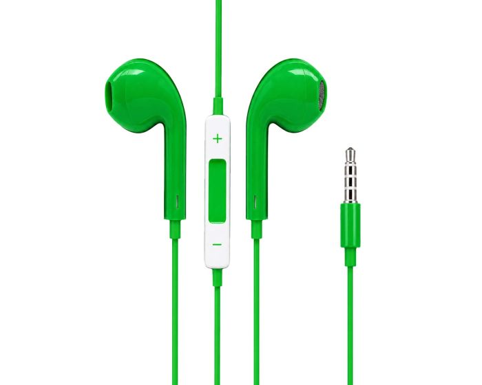 Audífonos alámbricos Verde In-Ear con micrófono y control integrado