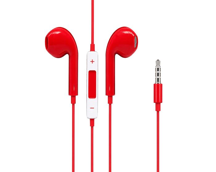 Audífonos alámbricos rojos In-Ear con micrófono y control integrado
