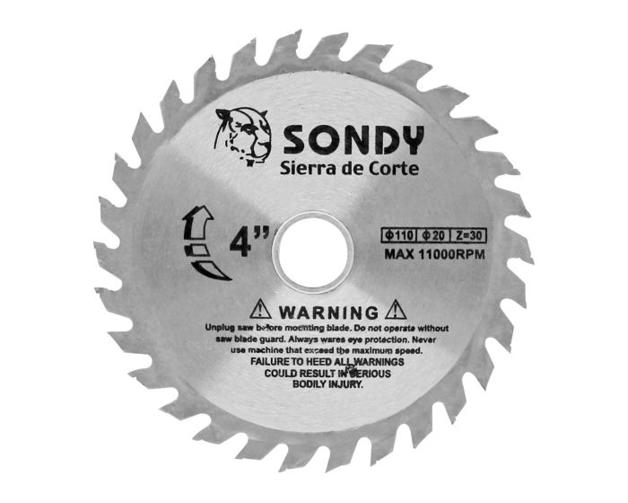 Disco sierra para corte de madera 4" Sondy