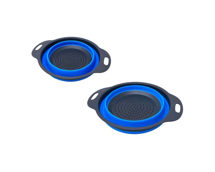 Colador plegable de silicón con asas Azul