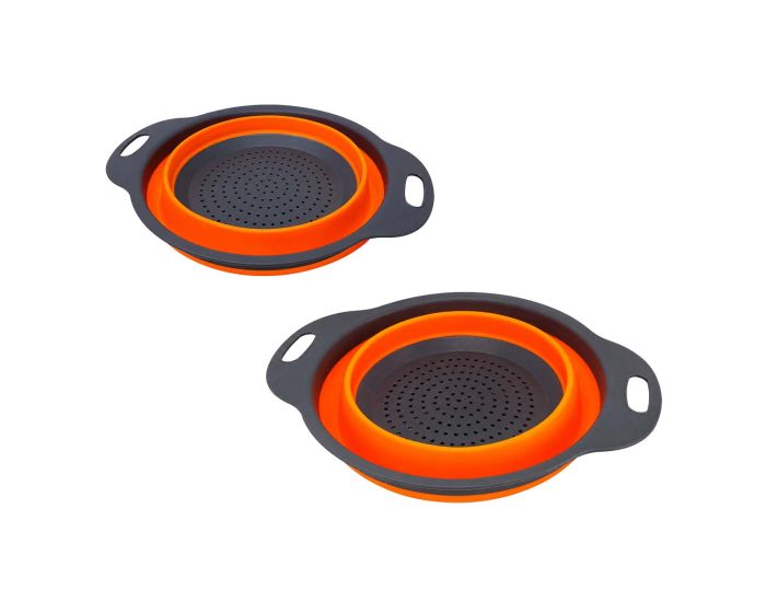 Colador plegable de silicón con asas Naranja