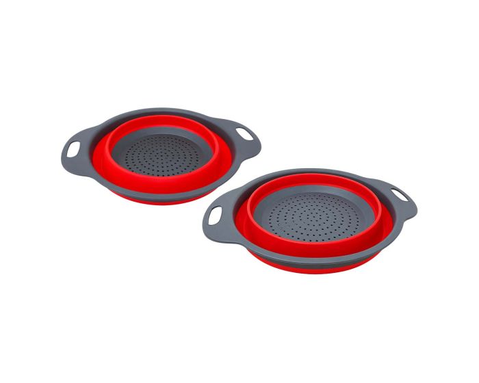 Colador plegable de silicón con asas Rojo