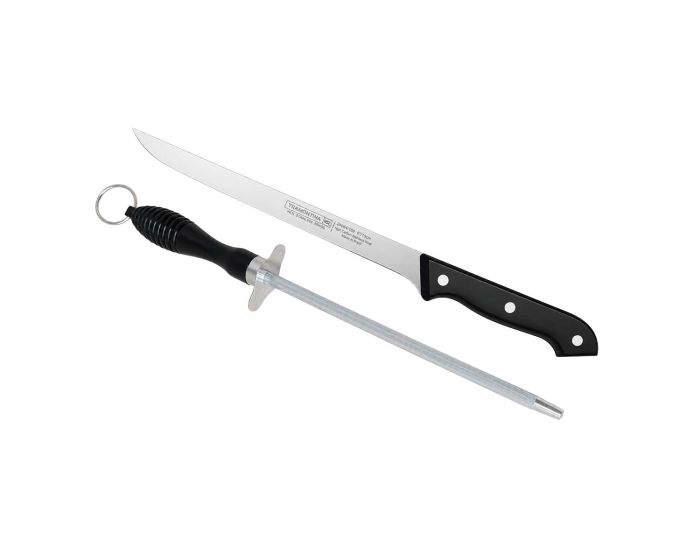 Juego afilador de cuchillo con chaira y cuchillo