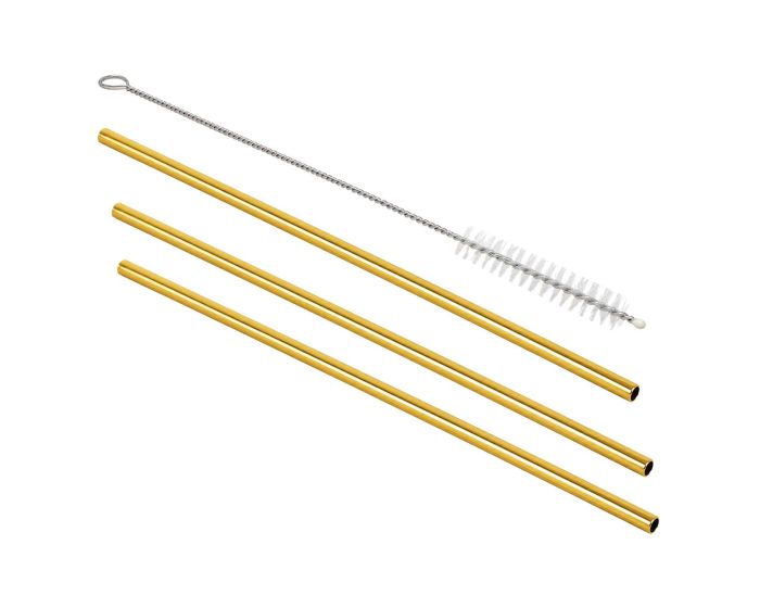 Popotes rectos de acero inoxidable reutilizables 4 piezas con cepillo