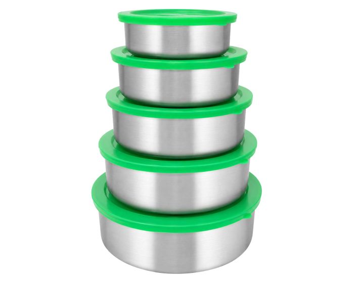Set de contenedores de acero inoxidable con tapa 5 piezas