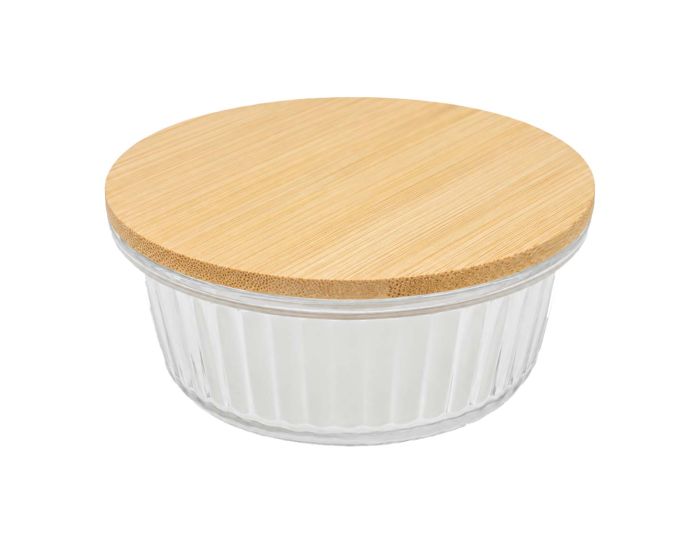 Recipiente de vidrio con tapa de bambú hermética 400 ml