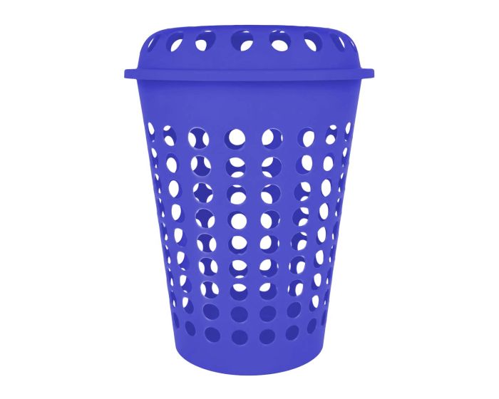 Cesto para ropa plástico con tapa azul