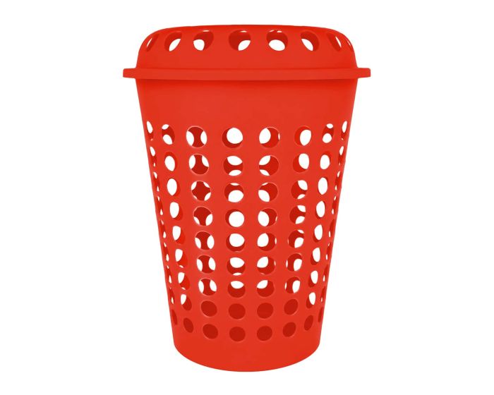 Cesto para ropa plástico con tapa rojo