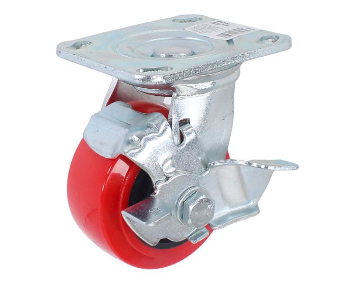 Rodaja de poliuretano 4" x 2" placa giratoria con freno Y-1054-100 Weston