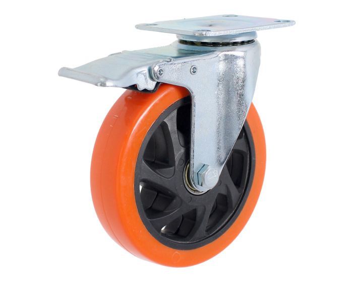 Rodaja placa giratoria con freno 5" X 1" 16636 Rodamil