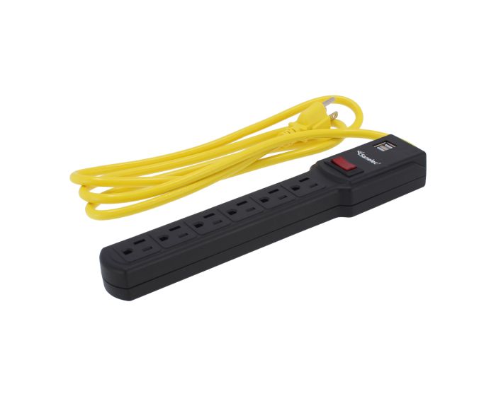 Multicontacto 6 contactos y 2 puertos USB con supresor de picos a 270 Joules 1306 Sanelec