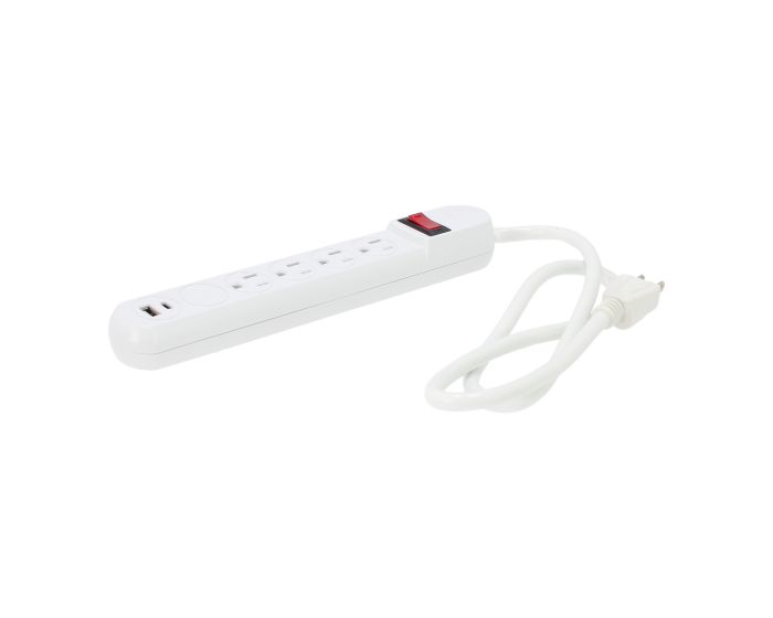 Multicontacto 4 contactos, 1 puerto USB y 1 puerto tipo C y supresor de picos a 110 Joules 1337 Sanelec