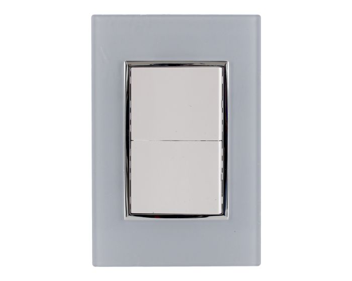 Placa con apagador doble línea Venecia 4475 Sanelec