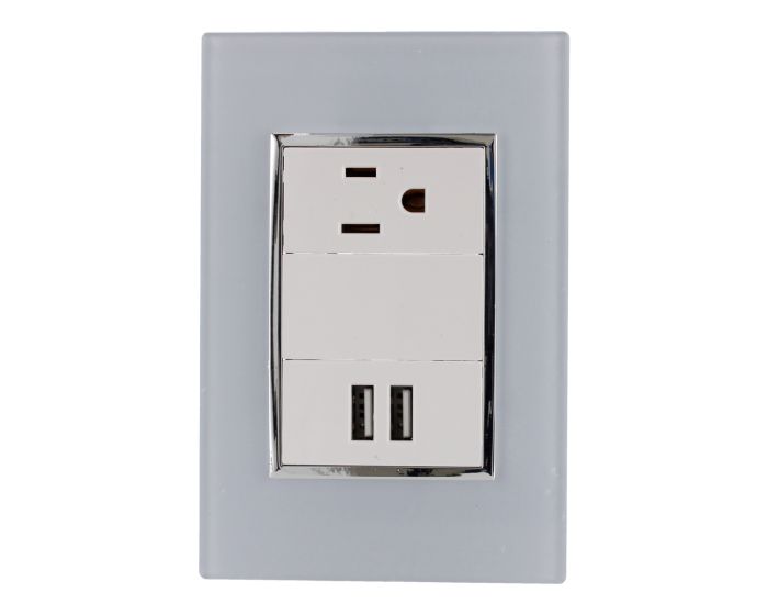 Placa contacto y 2 puertos USB línea Venecia 4566 Sanelec