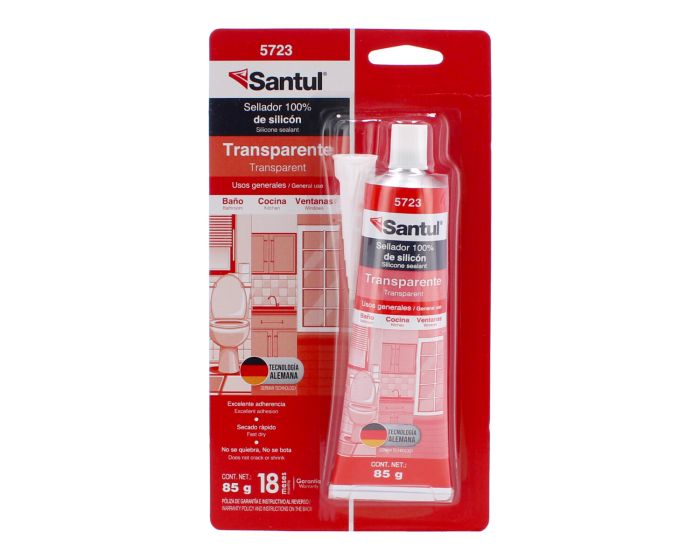 Sellador de silicón Usos Generales transparente 85 g 5723 Santul
