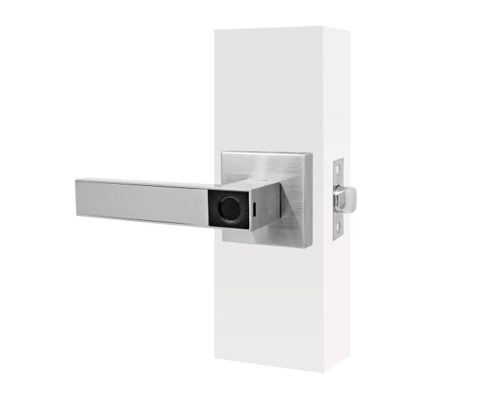 Cerradura de manija biométrica níquel satinado MX89803 Castelli Yale
