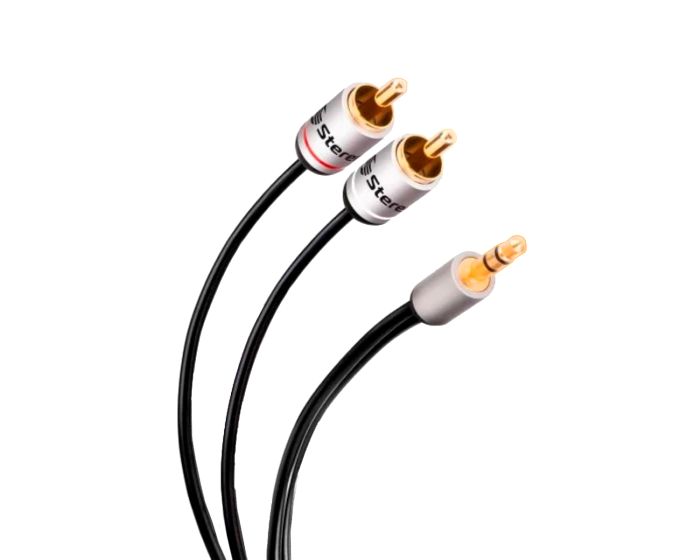 Cable plug 3,5 mm a 2 plug RCA de 90 cm, ultradelgado y conectores reforzados 297-040 Steren