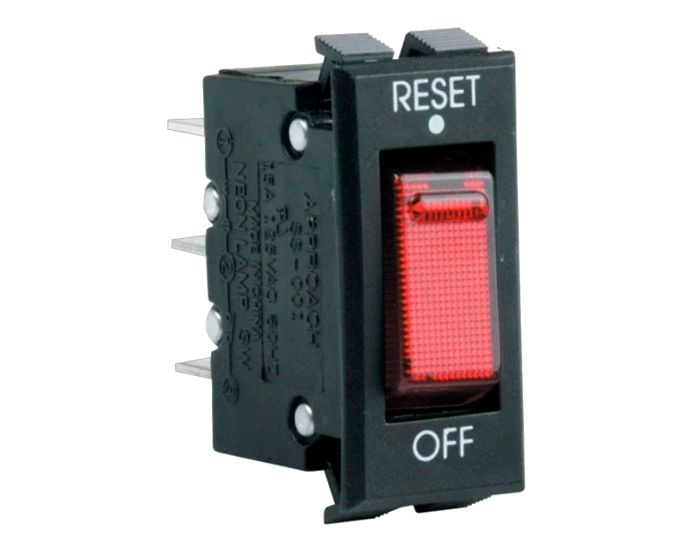 Switch de balancín, de 1 polo, 1 tiro, 2 posiciones (ON-OFF y reset), con piloto, 125 Vca BTS-14CI Steren