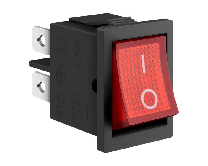 Switch miniatura, de balancín, de 1 polo, 1 tiro, 2 posiciones, con piloto BTS-15 Steren