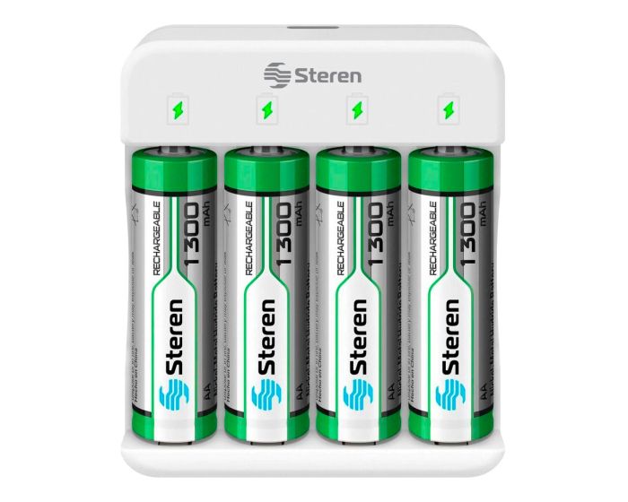 Cargador inteligente de pilas “AA” y “AAA” con 4 pilas AA CRG-016 Steren