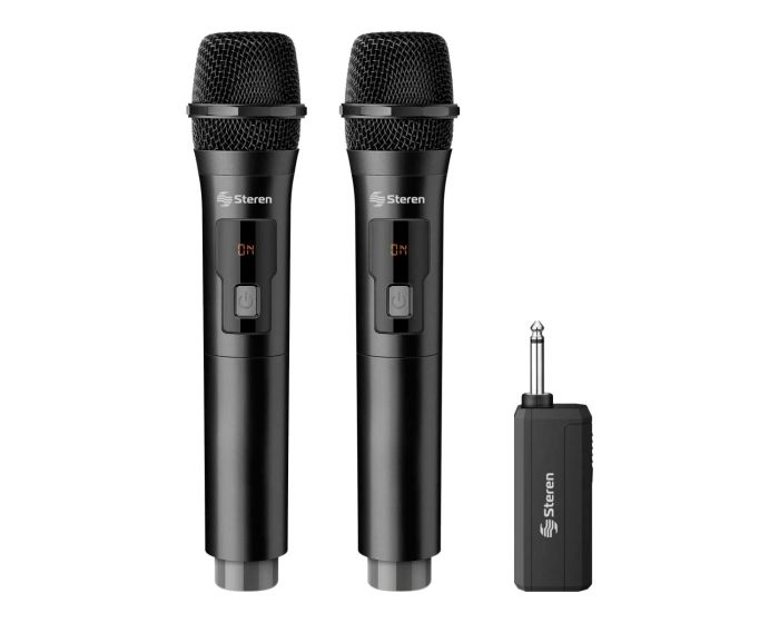 Sistema de 2 micrófonos inalámbricos y receptor, con batería recargable MIC-288R Steren