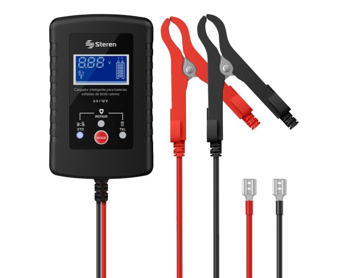 Cargador inteligente para baterías selladas de ácido plomo 6 Vcc / 12 Vcc, BR-510 Steren