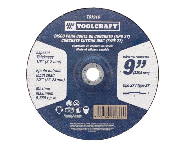 Disco para desbaste 9" x 3.2 mm TC1916 Toolcraft