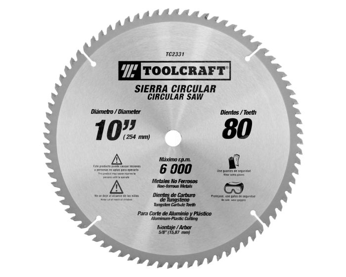 Disco sierra para corte de aluminio y plástico 10" x 80 D TC2331 Toolcraft