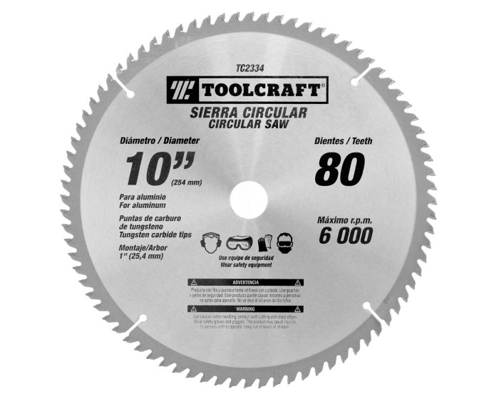 Disco sierra para corte de aluminio 10" x 80 D TC2334 Toolcraft