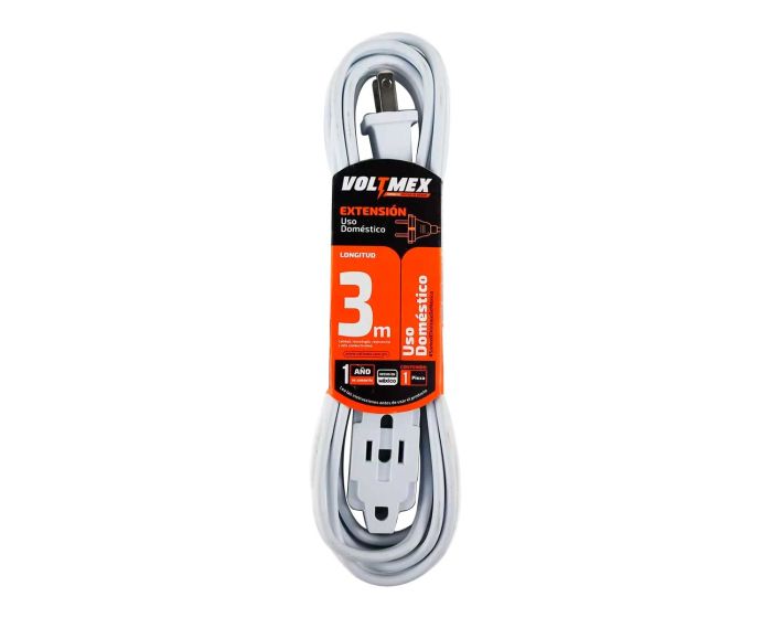 Extensión uso domestico 3 metros 2x18 AWG VOLTMEX