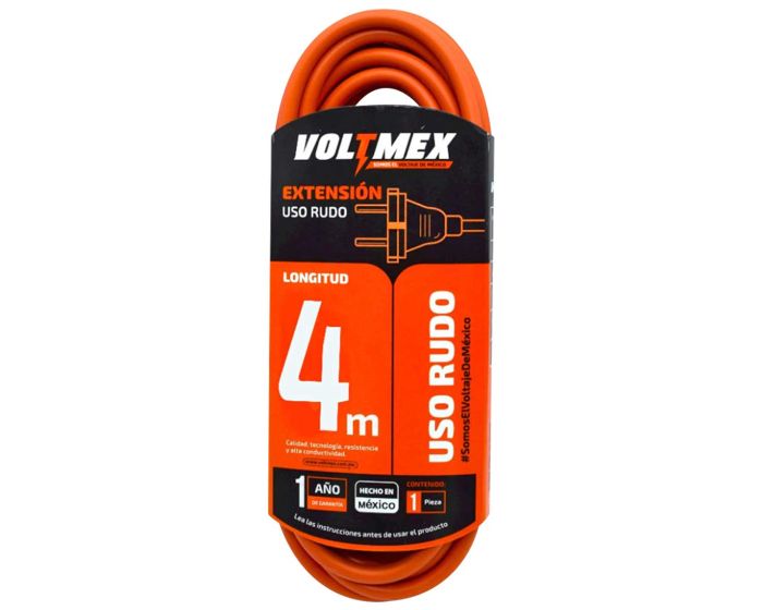 Extensión uso rudo 4 metros 2x18 AWG VOLTMEX