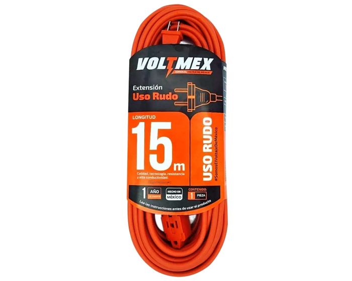 Extensión uso rudo 15 metros 2x18 AWG VOLTMEX